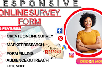 create, conduct online survey form using type form, jotform, google form or quiz