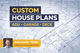 design permit ready house plan, adu, garage and deck drawing