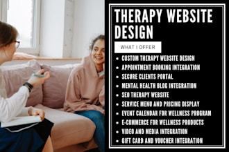 design therapy, counseling, spa and yoga fitness website for coaching business