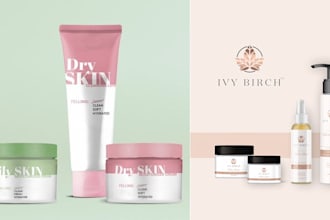 do design a cosmetic and skincare product label and packaging very short time