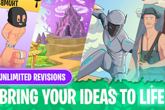 create custom character designs, concept art for games and branding