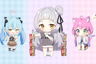 draw cute chibi, anime, sticker, pfp, avatar, emote illustration