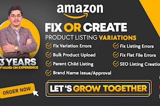 create amazon variation listings and fix amazon listing errors