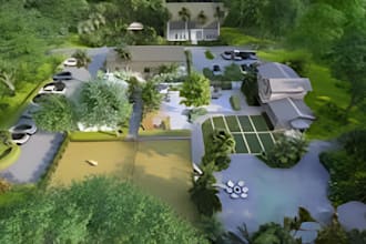 do 2d site plan, 3d landscape camping, garden, farm, backyard