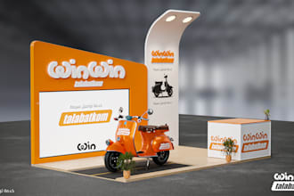 create stunning 3d booths ,exhibitions stands and kiosk