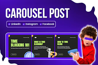 design custom carousel post for instagram, linkedin,facebook
