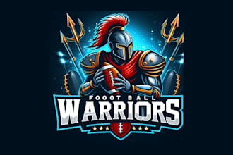 do football warriors mascot logo with creative concepts