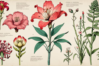 draw scientific botanical illustrations of flowers or plants