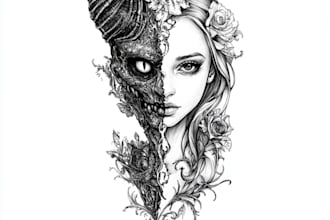 draw a custom tattoo design as a tattoo artist