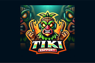 make an awesome tiki traditional mascot logo within one day
