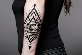 custom a geometric realism in black and grey tattoo design