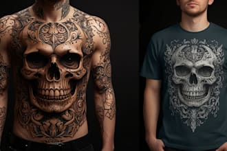 design line art traditional tattoo and tshirt design