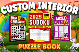 create engaging word search sudoku and crossword puzzle books for KDP