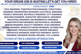 write a civil engineer, construction manager, structural or environmental resume