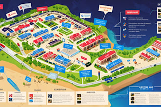 create vector map, city map, site map, event map in illustrator