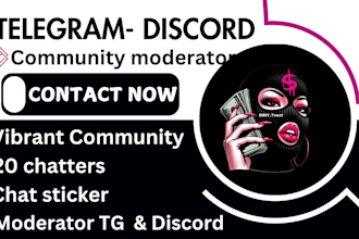 social media manager discord moderator, telegram community engagement specialist