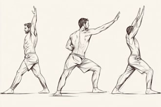 draw exercise, people, medical, etc illustration, vector
