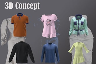 make 3d clothes modeling, texturing and animation