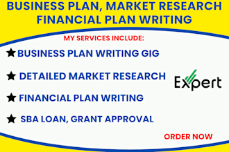 prepare and write business plan for startups, investor pitchdeck, loi, sba loan