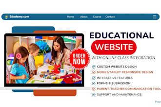 build custom kindergarten preschool school website with online course integation