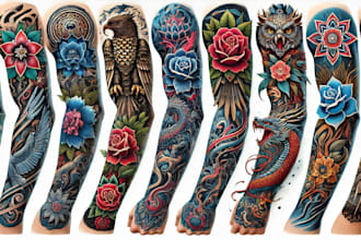 create custom tattoo design, tattoo sleeve