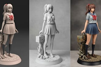 sculpt 3d character, anime model, tabletop, 3d toy, action figures for printing