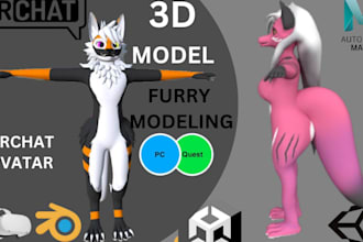 create custom 3d vrchat avatar 3d model vr character furry avatar from scratch