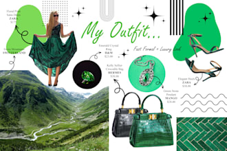 design concept board and fashion moodboard for you