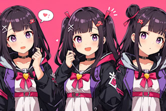 design custom anime logo vtuber character for youtube,twitch
