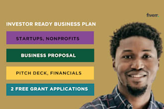 write an investor ready business plan for startups, nonprofits, grants, proposal