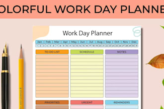 design custom daily, weekly, monthly printable planner for etsy digital products