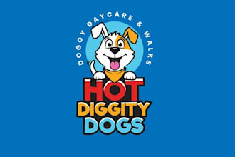 design fun playful dog daycare walking company logo