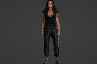 buildup 3d stylized character,nsfw model,neat 3d polycount,full body rigging,ue5