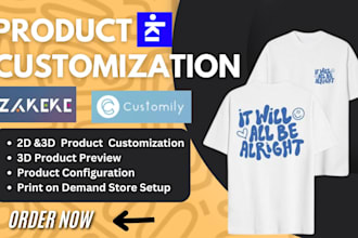 setup 2d 3d zakeke product configuration customily, kickflip, teeinblue zepto