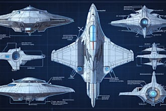 design a spaceship, vehicle illustration and sci fi art