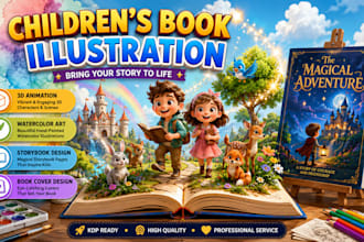 design 3d animation children book water color illustration story book cover