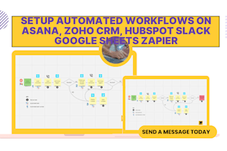 setup automated workflows on asana, zoho CRM, hubspot slack google sheets zapier