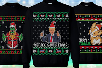 create ugly christmas sweater and sweatshirt design