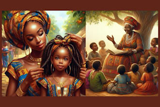 design african american children storybook, 3d children illustration, book cover