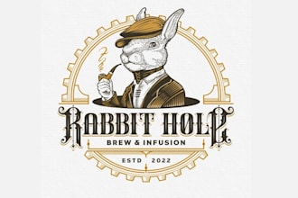 design steampunk infusion coffee shop logo