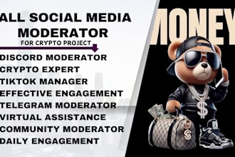 do community manager, handle telegram, discord moderation for crypto projects