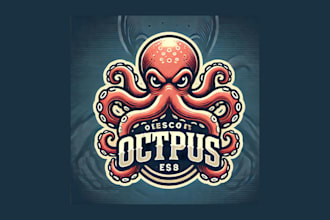 make a unique octopus vintage logo with super color