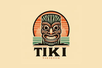 do high quality tiki mask vintage logo for your company
