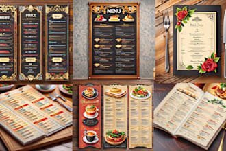do restaurant menu design, food menu, bar menu, digital menu, price list menu