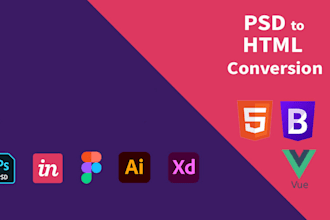 convert figma, PSD, xd to html, vue, react component