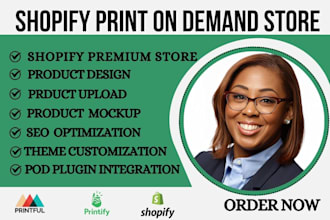 setup shopify print on demand store or shopify website with printful