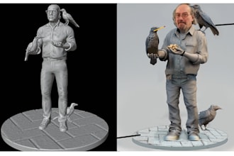 3d character modeling, sculpting, statue,dnd, 3d picture, anime ,for 3d printing