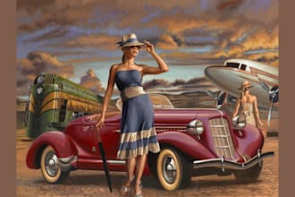 design travel poster in vintage style retro art deco art travel poster