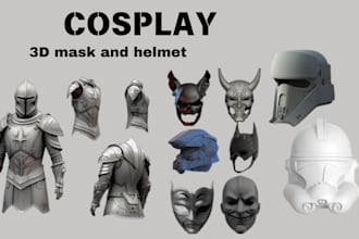 make a custom 3d mask 3d helmet 3d cosplay costume 3d model for 3d printing