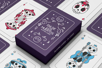 do custom 52 playing card game deck design poker card box board game, rulebook